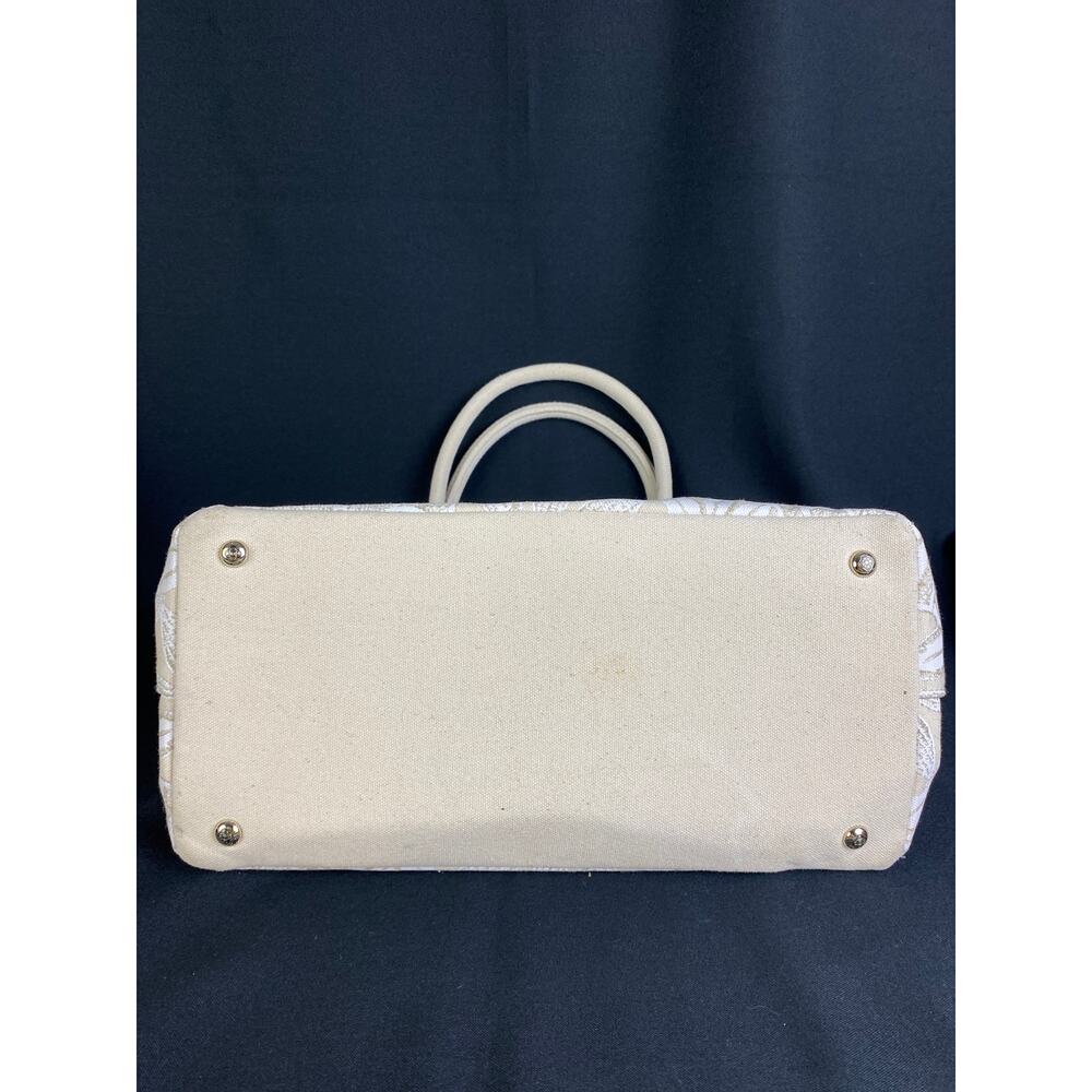 OSCAR DE LA RENTA Bag Ivory Floral Lace Canvas Tote Handbag Large - Picture 13 of 14